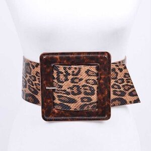 Oversized Resin Leopard Statement Belt with Tortoise buckle